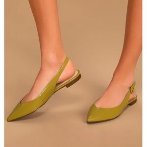 Anson Light Green Pointed-Toe Slingback Flats